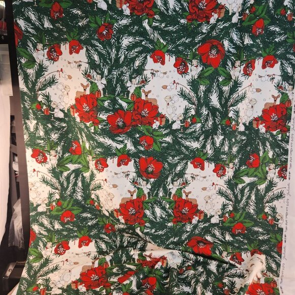 Nuppu Print Joulusatu Organic Jersey Fabric 2 Yards, Christmas Knit Cotton with - Picture 6 of 12